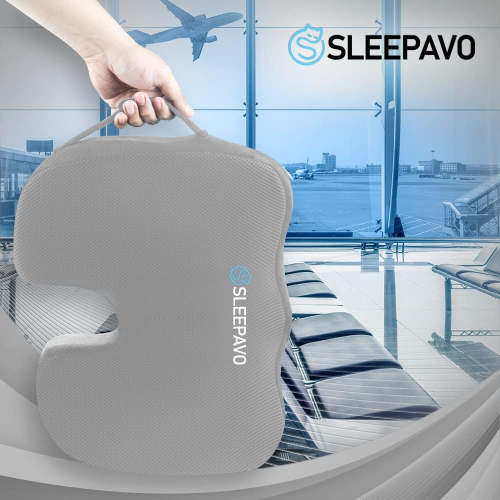 Sleepavo Pink Memory Foam Seat Cushion for Office Chair - Cooling Gel Pillow for Sciatica Coccyx Back Tailbone & Lower Back Pain Relief - Chair Pad for Lumbar Support in Office Desk, Car & Airplane - Image 5